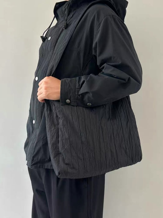 Waterproof Wrinkle Nylon Tote Bag, Lightweight Minimalist Laptop Bag, Hiking Bag & Crossbody Bag