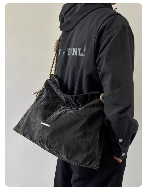 Trendy Satin Velvet Large Capacity Tote Bag, Stylish Niche Rope Strap Crossbody & Shoulder Bag