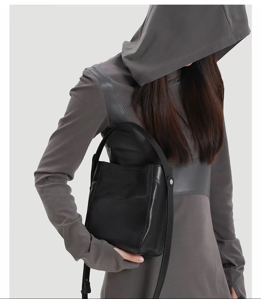 Luxury Premium Elegant Top Grain Cowhide Niche Bucket Bag, Women's 2026 New Arrival, Hot Trendy Shoulder & Crossbody Bag