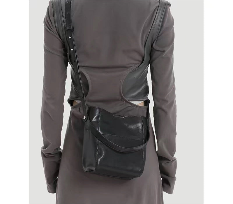 Luxury Premium Elegant Top Grain Cowhide Niche Bucket Bag, Women's 2026 New Arrival, Hot Trendy Shoulder & Crossbody Bag