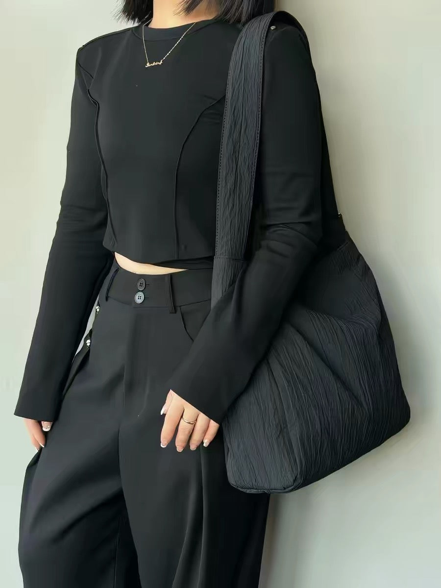 Waterproof Wrinkle Nylon Tote Bag, Lightweight Minimalist Laptop Bag, Hiking Bag & Crossbody Bag
