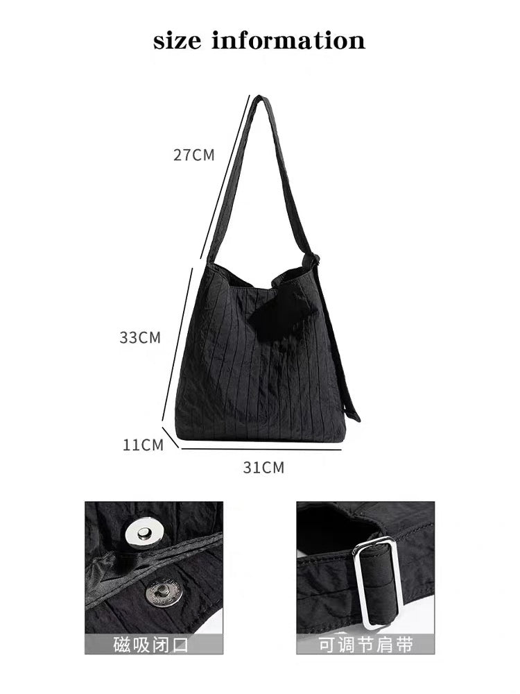 Waterproof Wrinkle Nylon Tote Bag, Lightweight Minimalist Laptop Bag, Hiking Bag & Crossbody Bag