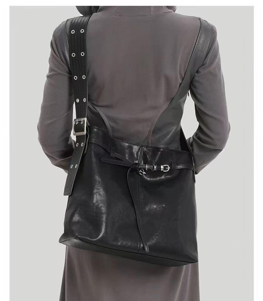 Genuine Leather Black Large Capacity Tote Bag, Women's Versatile Commute Shoulder & Crossbody Bag, 2026 New Arrival Oversized Bag