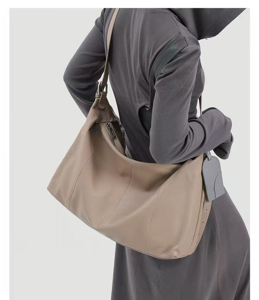 Genuine Leather Large Capacity Hobo Tote Bag, Women's 2026 New Arrival Hot Trend Commute Shoulder & Crossbody Oversized Bag
