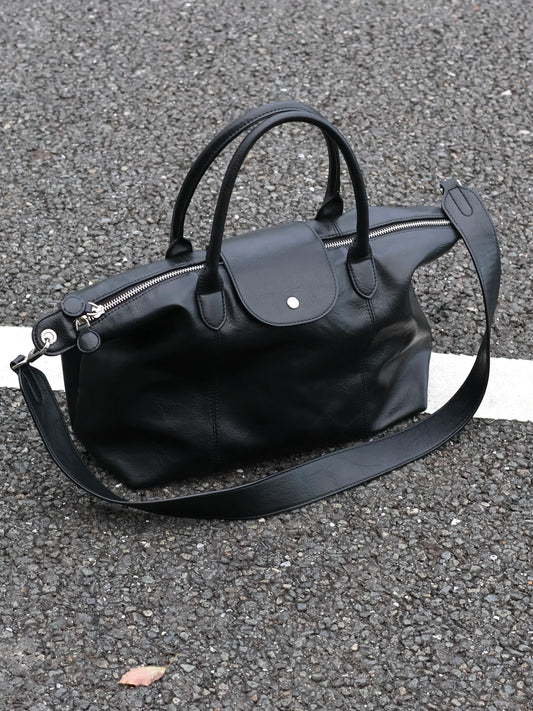 Premium Black Dumpling Crossbody & Handheld Tote Bag, Unisex Versatile Commute Casual Bag