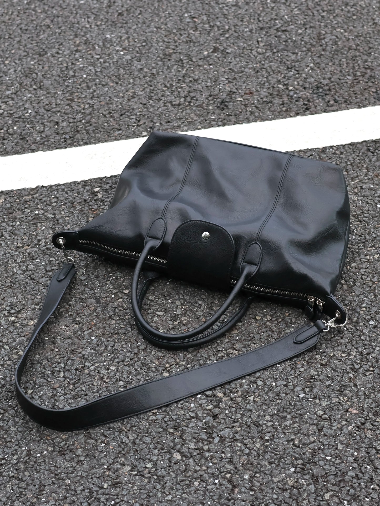 Premium Black Dumpling Crossbody & Handheld Tote Bag, Unisex Versatile Commute Casual Bag
