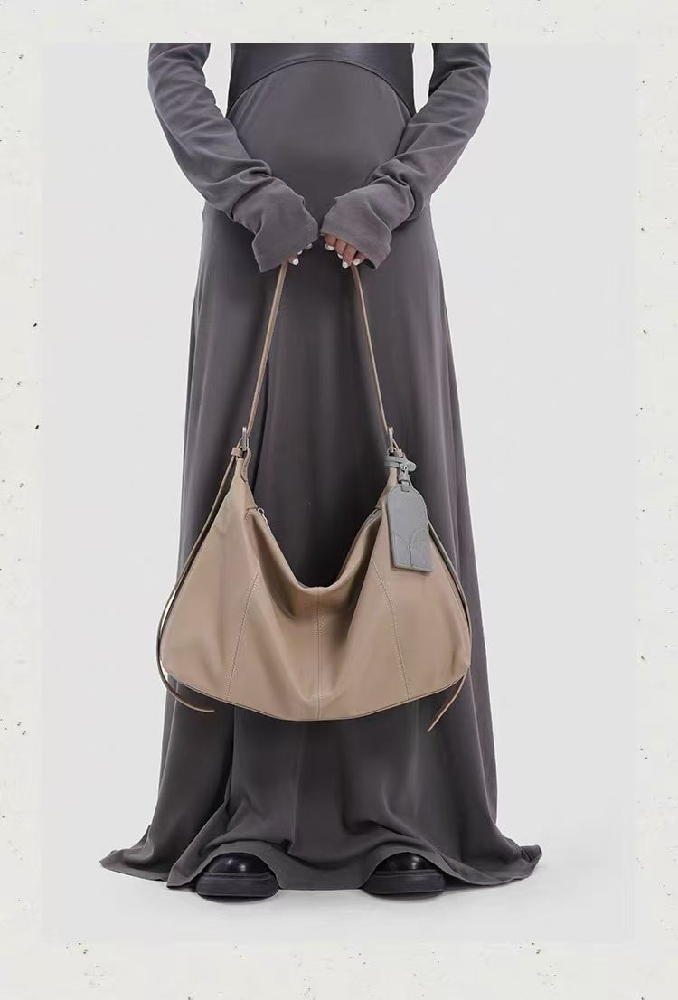Genuine Leather Large Capacity Hobo Tote Bag, Women's 2026 New Arrival Hot Trend Commute Shoulder & Crossbody Oversized Bag
